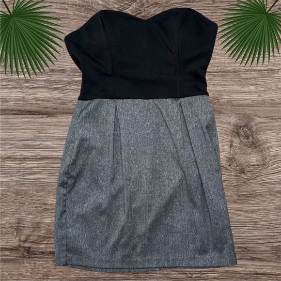 Guess Mini Strapless Dress Women's L Black Gray Metallic Pleated Padded Casual - Picture 4 of 6